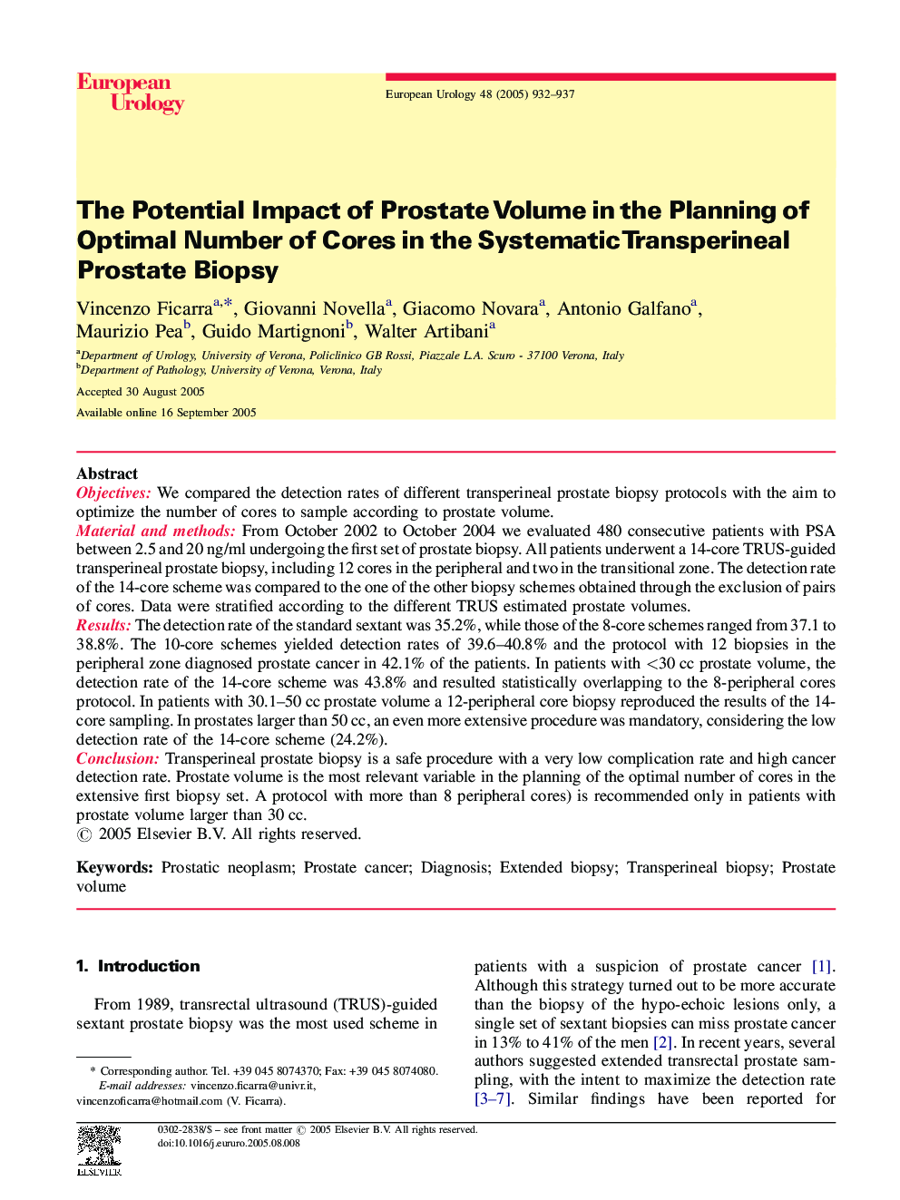 The Potential Impact of Prostate Volume in the Planning of Optimal Number of Cores in the Systematic Transperineal Prostate Biopsy