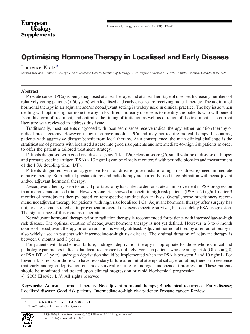 Optimising Hormone Therapy in Localised and Early Disease