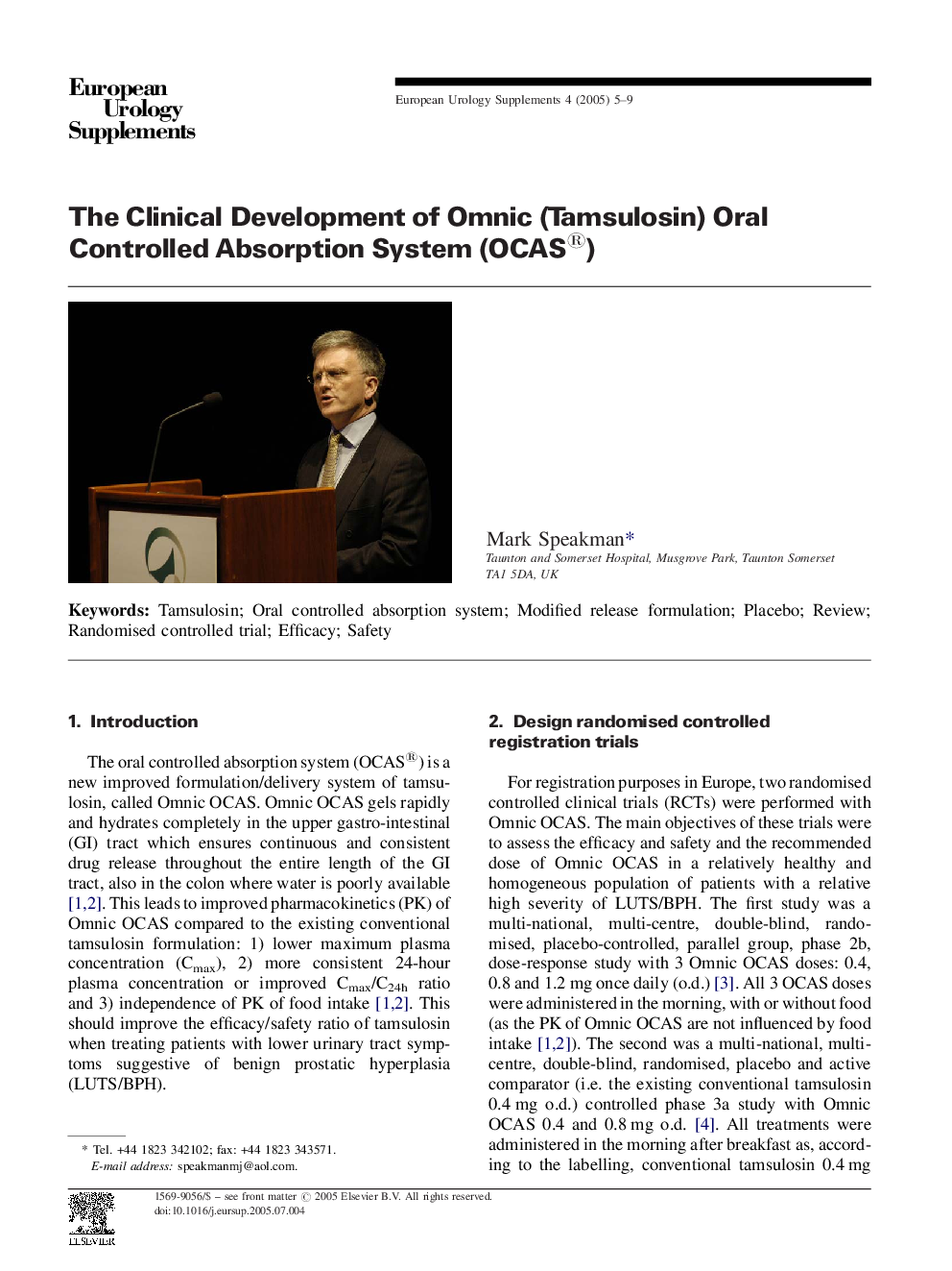 The Clinical Development of Omnic (Tamsulosin) Oral Controlled Absorption System (OCAS®)