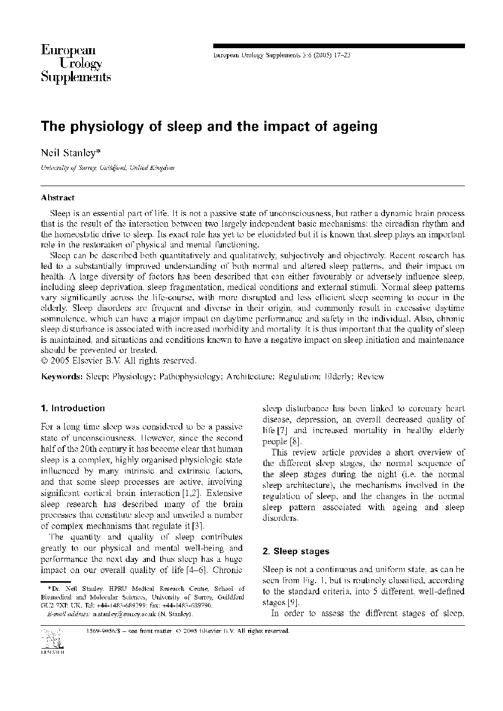 The physiology of sleep and the impact of ageing