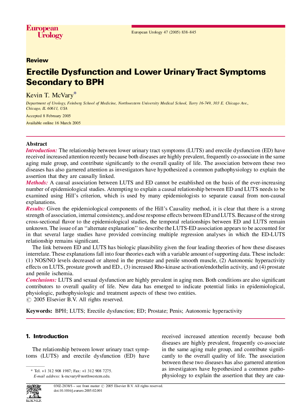 Erectile Dysfunction and Lower Urinary Tract Symptoms Secondary to BPH