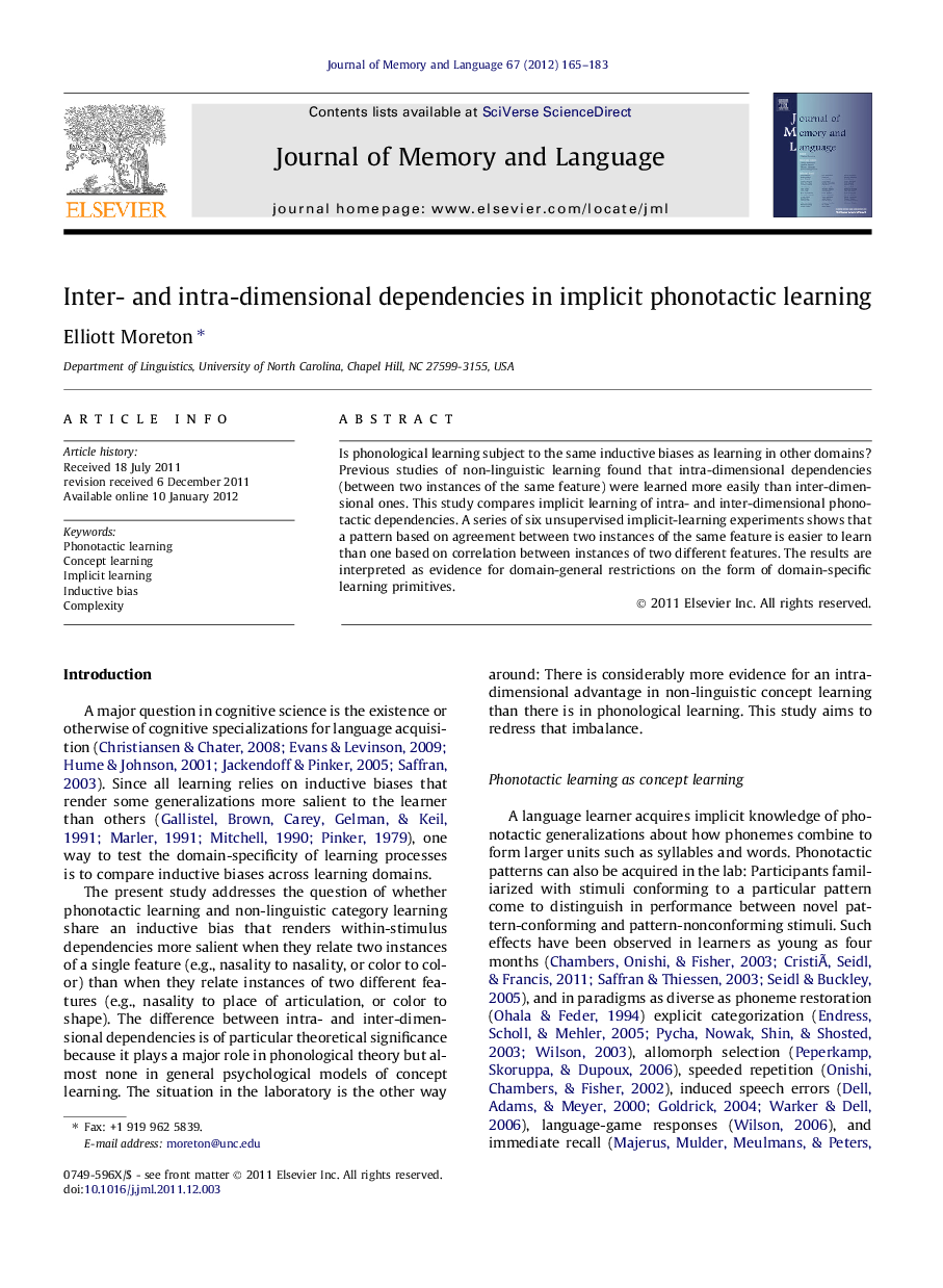 Inter- and intra-dimensional dependencies in implicit phonotactic learning