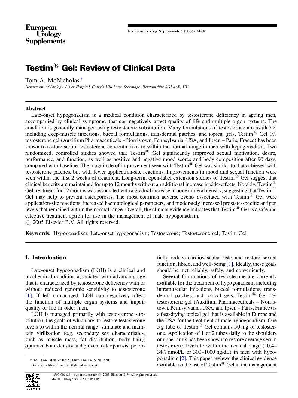 Testim® Gel: Review of Clinical Data