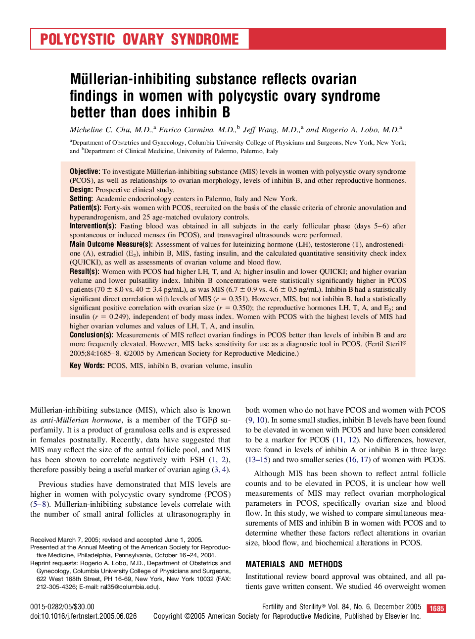 Müllerian-inhibiting substance reflects ovarian findings in women with polycystic ovary syndrome better than does inhibin B