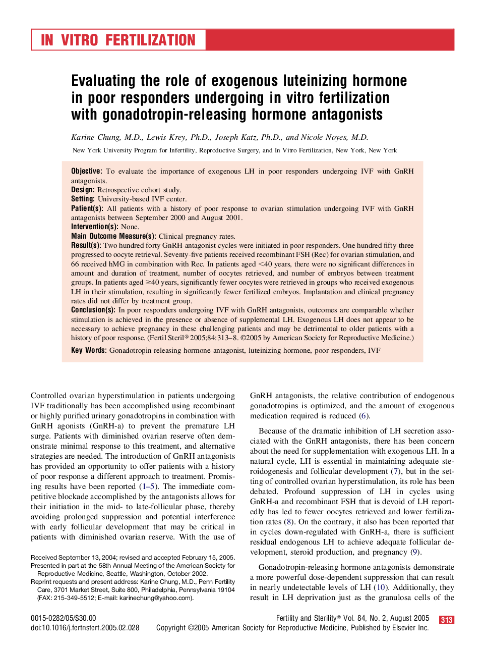 Evaluating the role of exogenous luteinizing hormone in poor responders undergoing in vitro fertilization with gonadotropin-releasing hormone antagonists