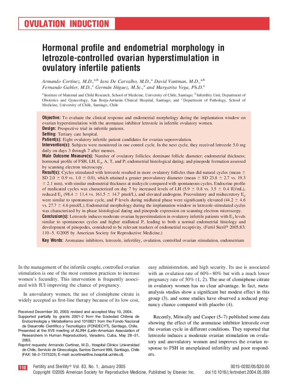 Hormonal profile and endometrial morphology in letrozole-controlled ovarian hyperstimulation in ovulatory infertile patients