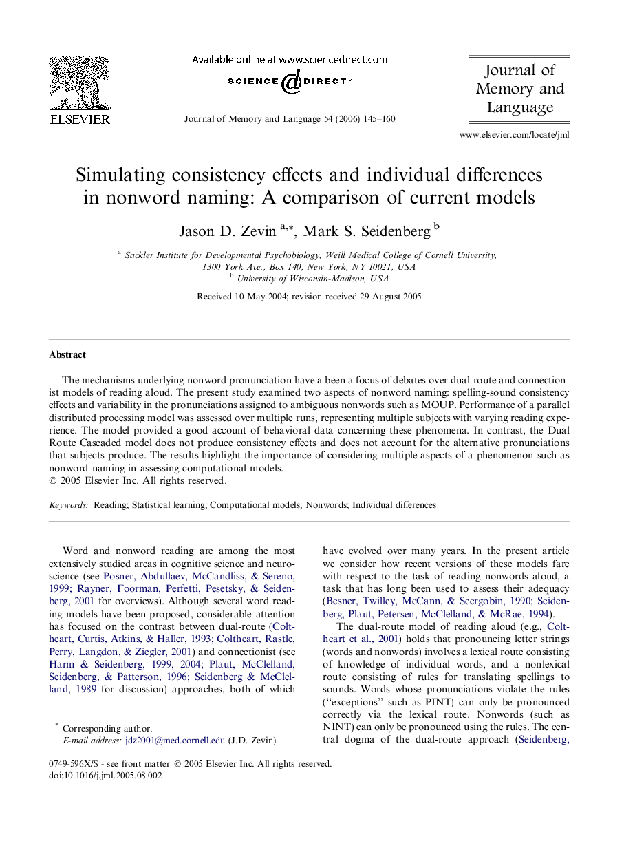 Simulating consistency effects and individual differences in nonword naming: A comparison of current models