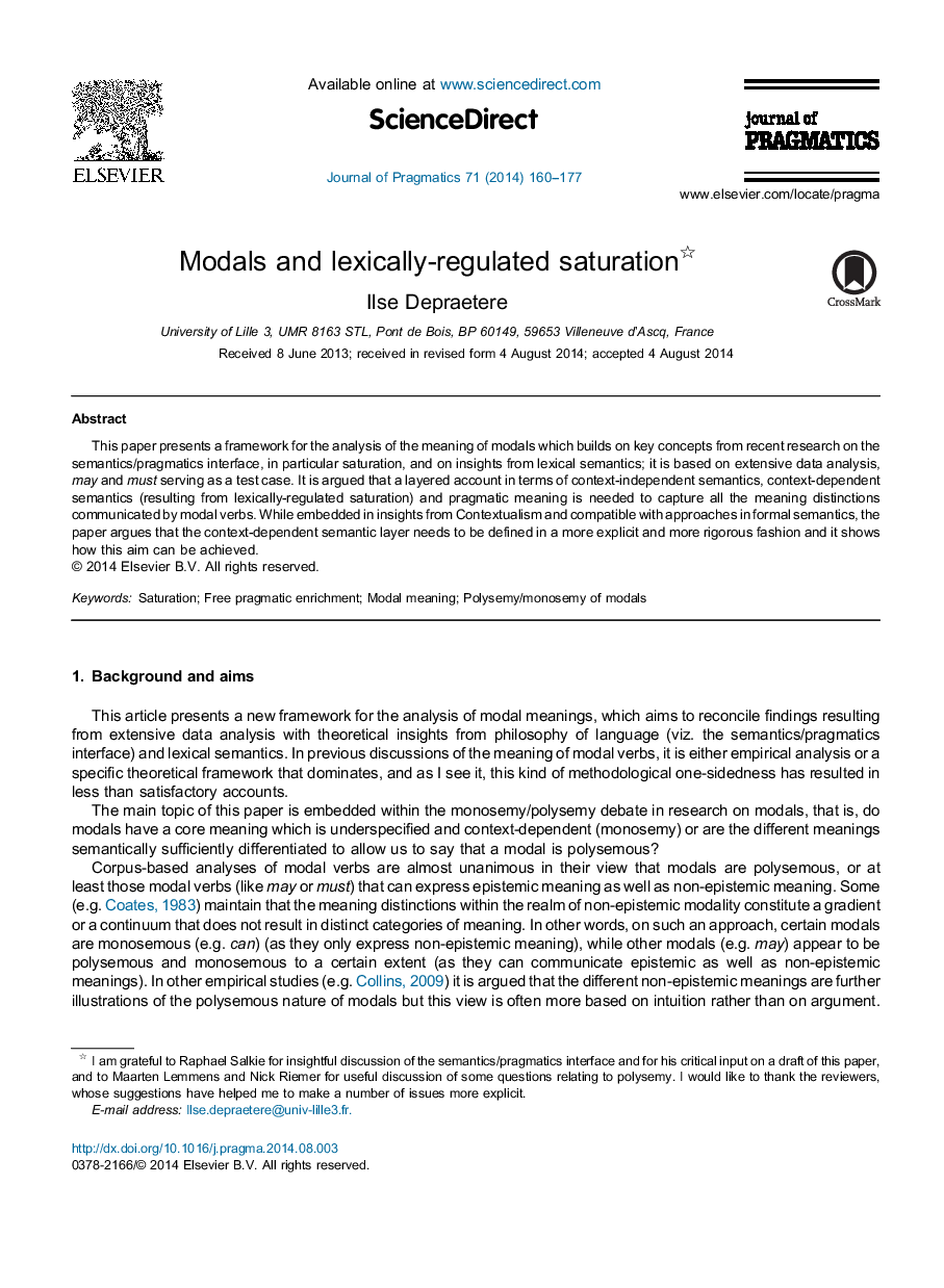 Modals and lexically-regulated saturation 