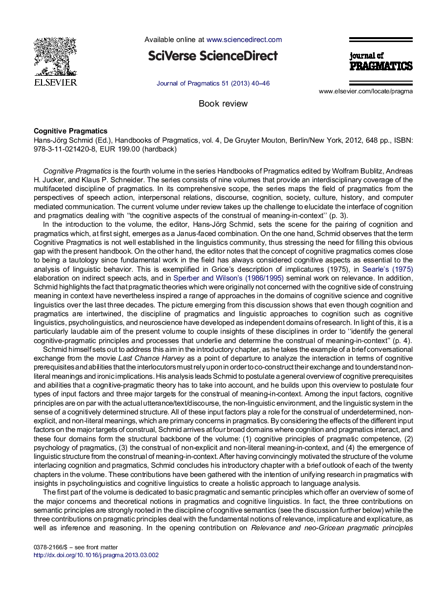 Cognitive Pragmatics