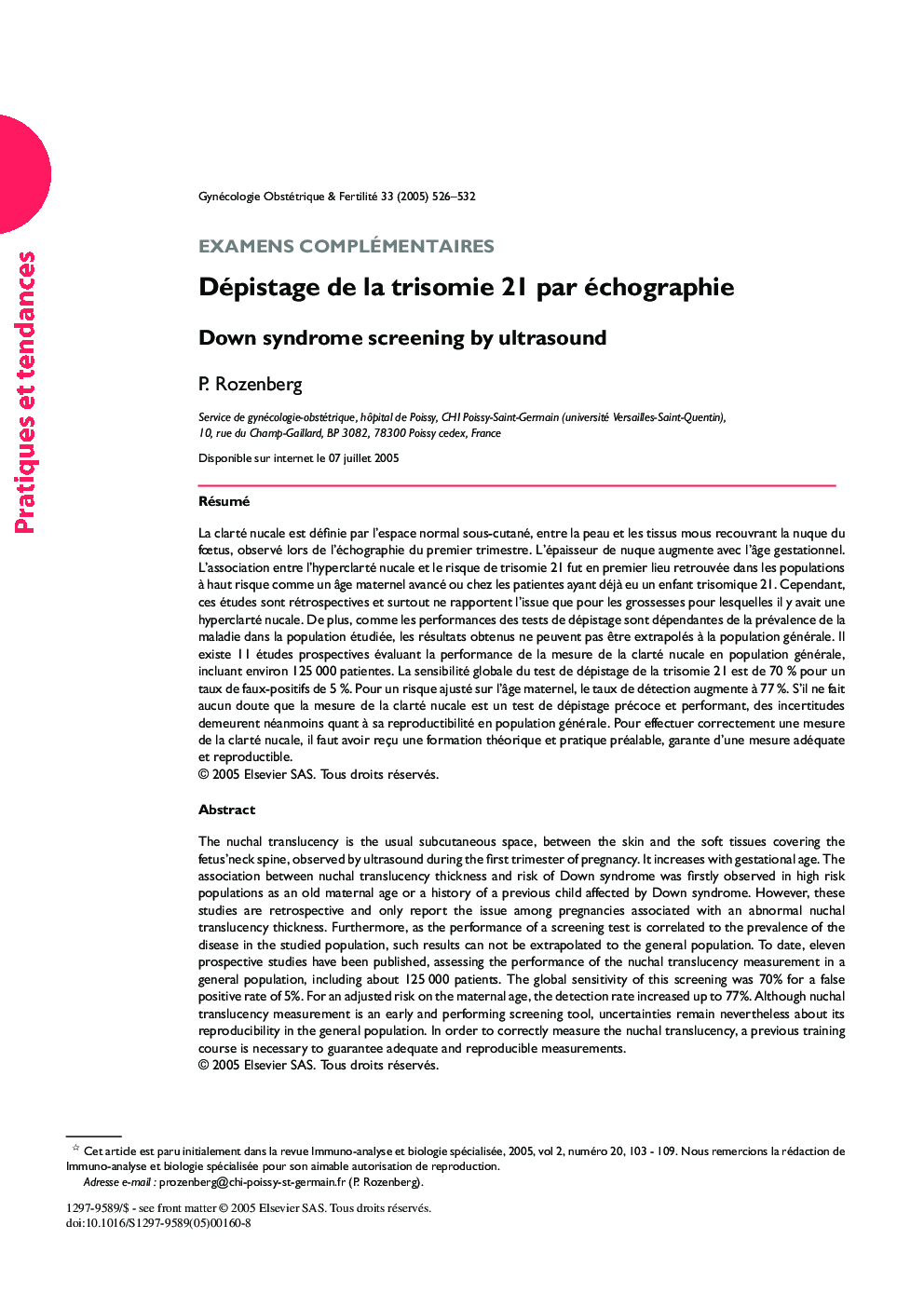 Dépistage de la trisomie 21 par échographie