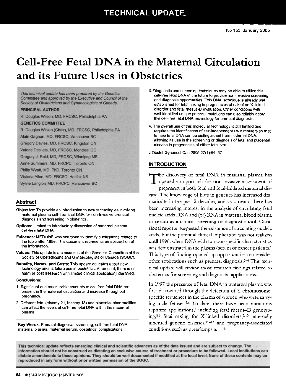 Cell-Free Fetal DNA in the Maternal Circulation and its Future Uses in Obstetrics