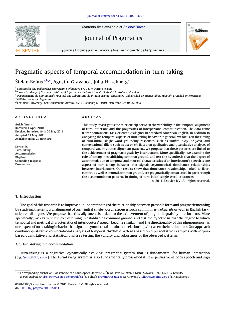 Pragmatic aspects of temporal accommodation in turn-taking