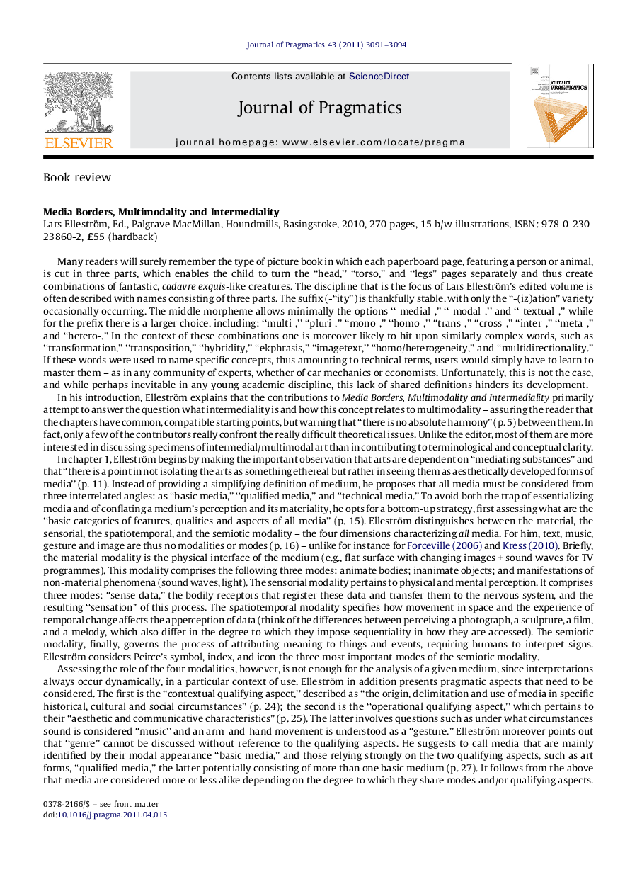 Media Borders, Multimodality and Intermediality