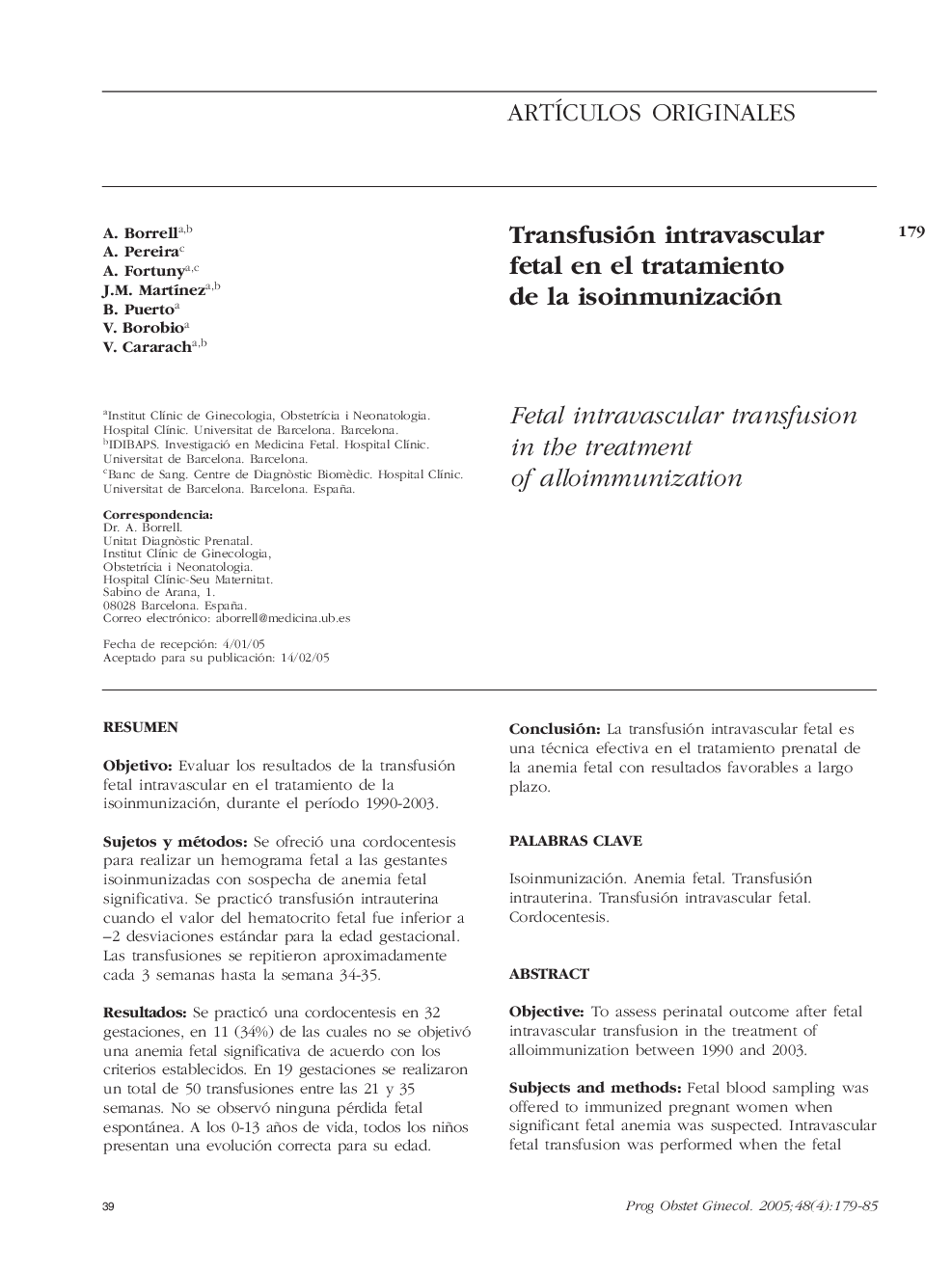 Transfusión intravascular fetal en el tratamiento de la isoinmunización