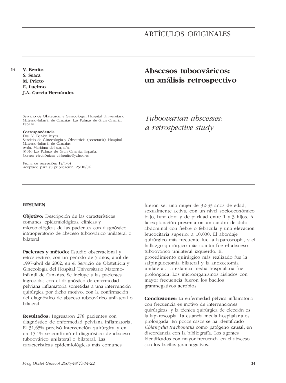 Abscesos tuboováricos: un análisis retrospectivo