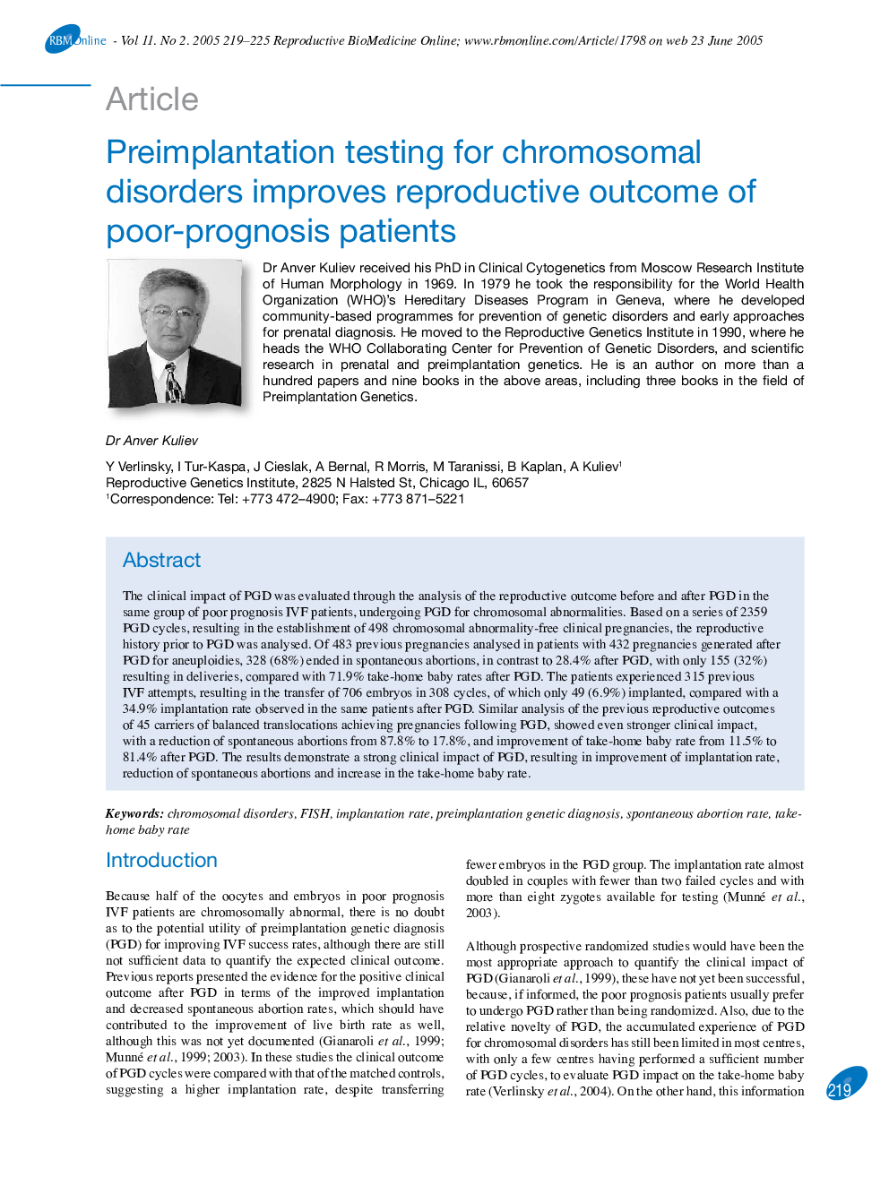 Preimplantation testing for chromosomal disorders improves reproductive outcome of poor-prognosis patients