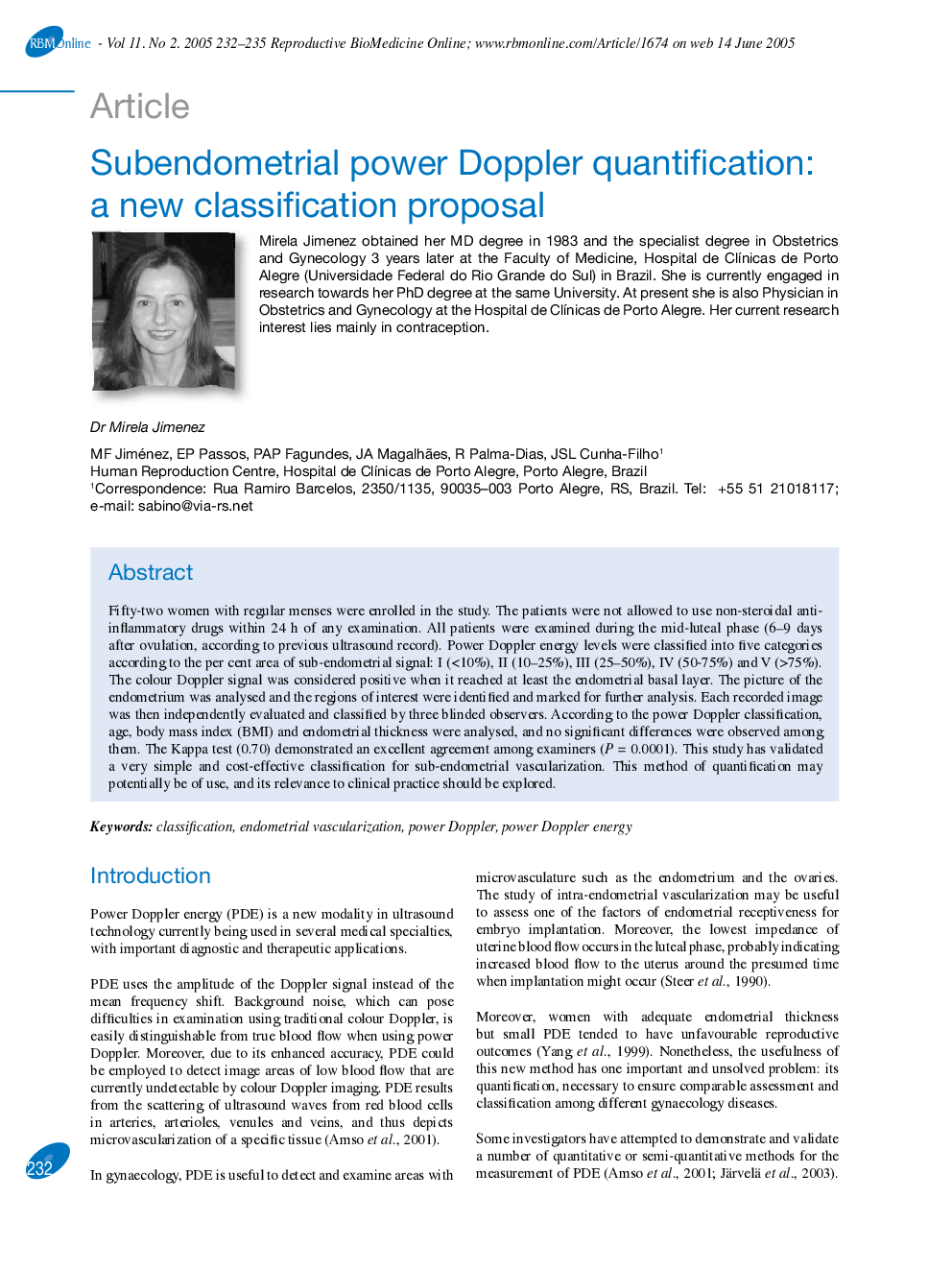 Subendometrial power Doppler quantification: a new classification proposal