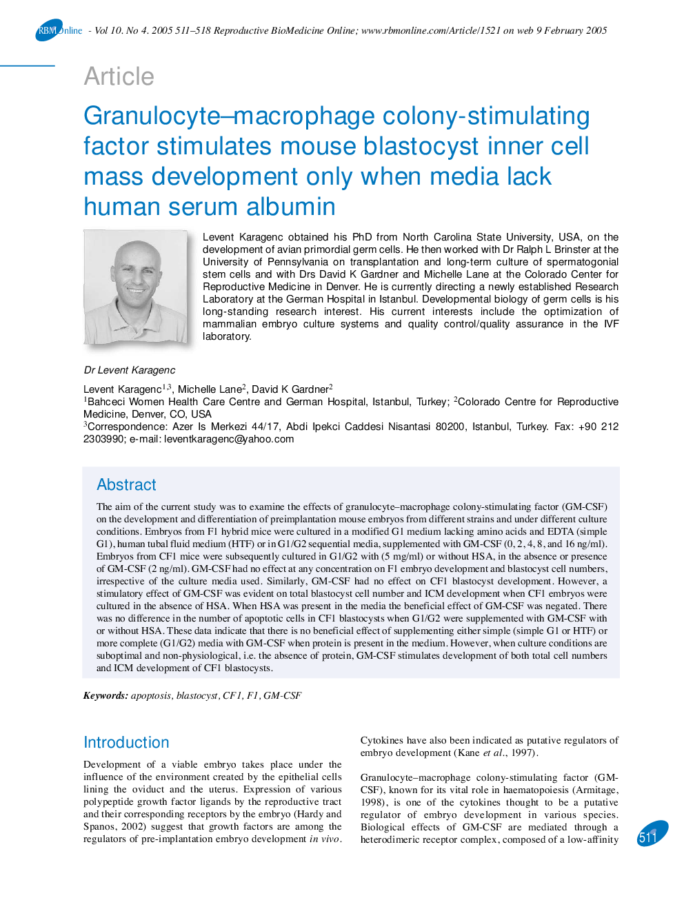 Granulocyte-macrophage colony-stimulating factor stimulates mouse blastocyst inner cell mass development only when media lack human serum albumin