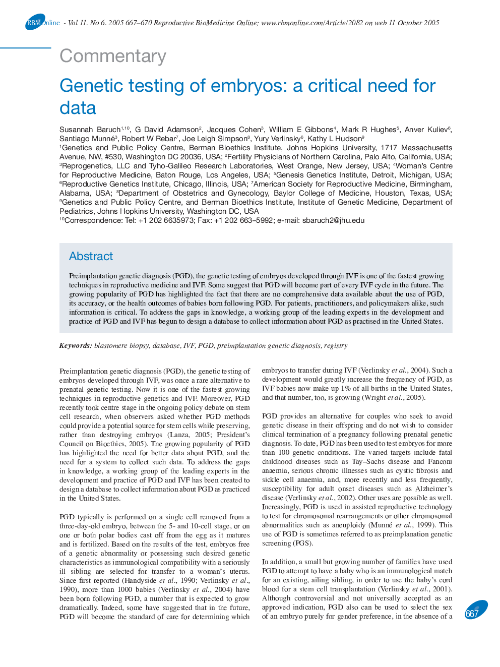 Genetic testing of embryos: a critical need for data