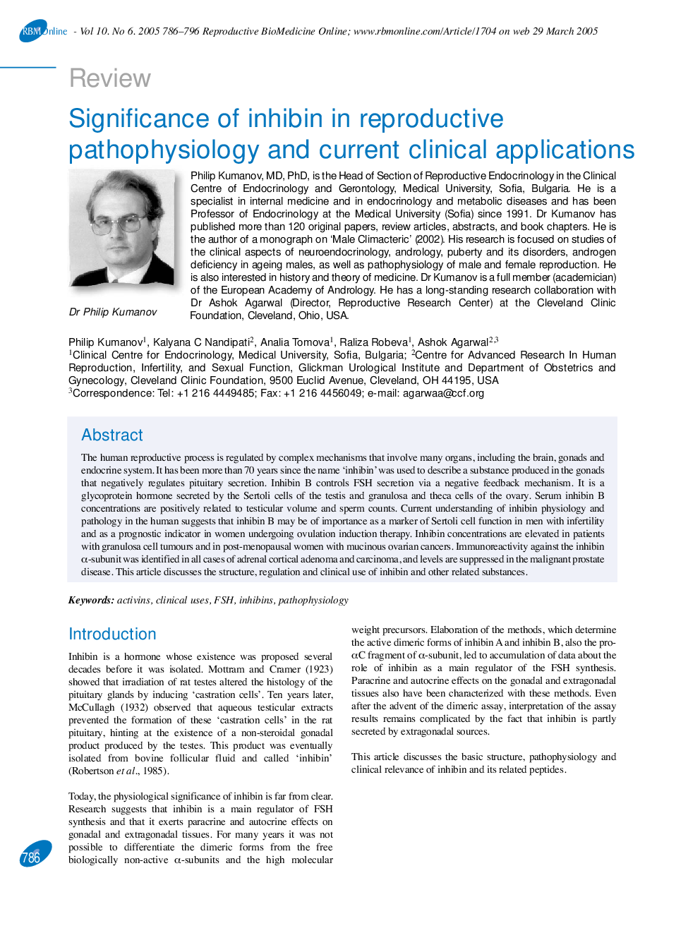 Significance of inhibin in reproductive pathophysiology and current clinical applications