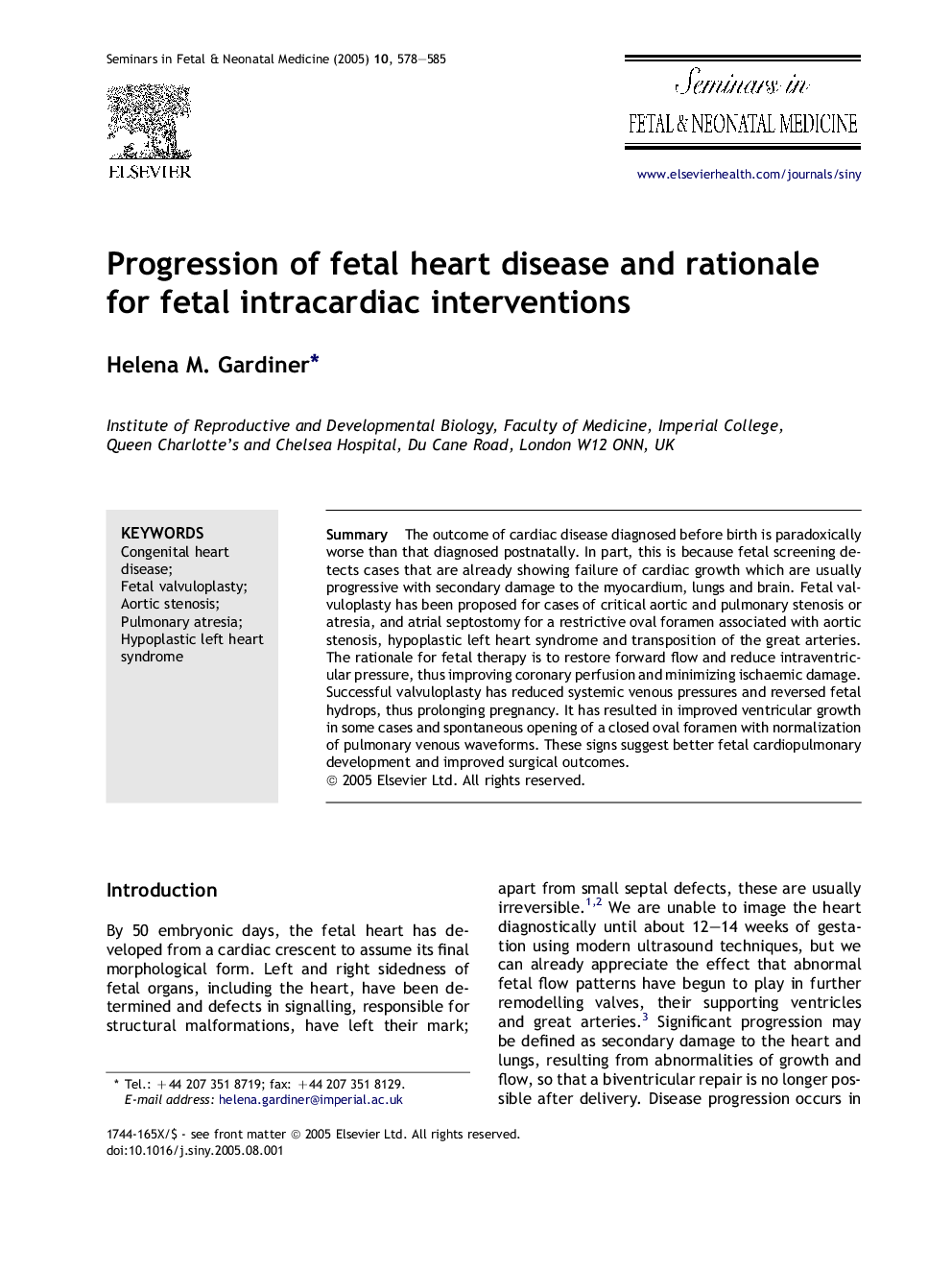 Progression of fetal heart disease and rationale for fetal intracardiac interventions