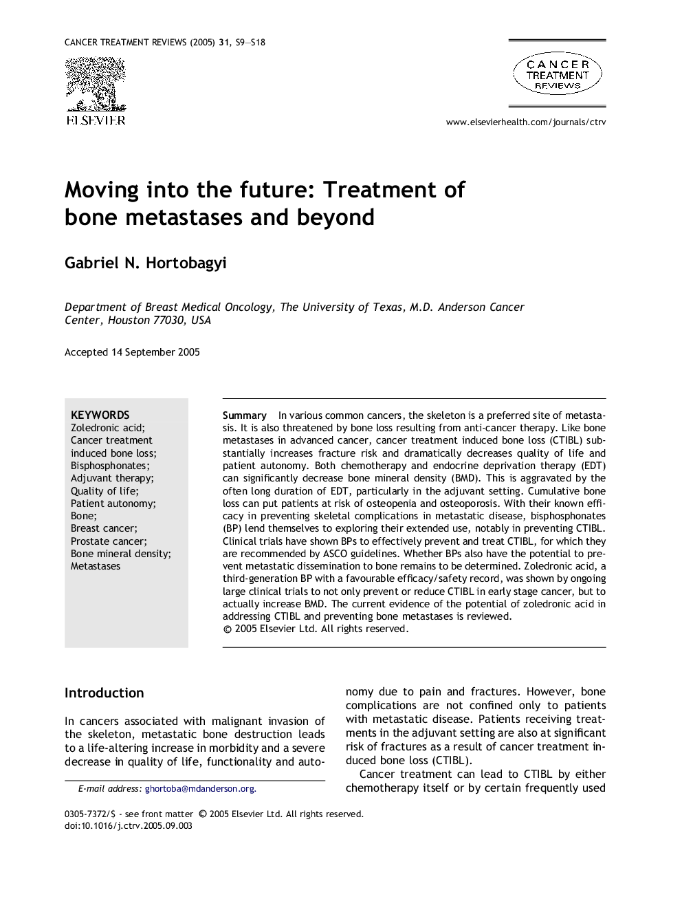 Moving into the future: Treatment of bone metastases and beyond