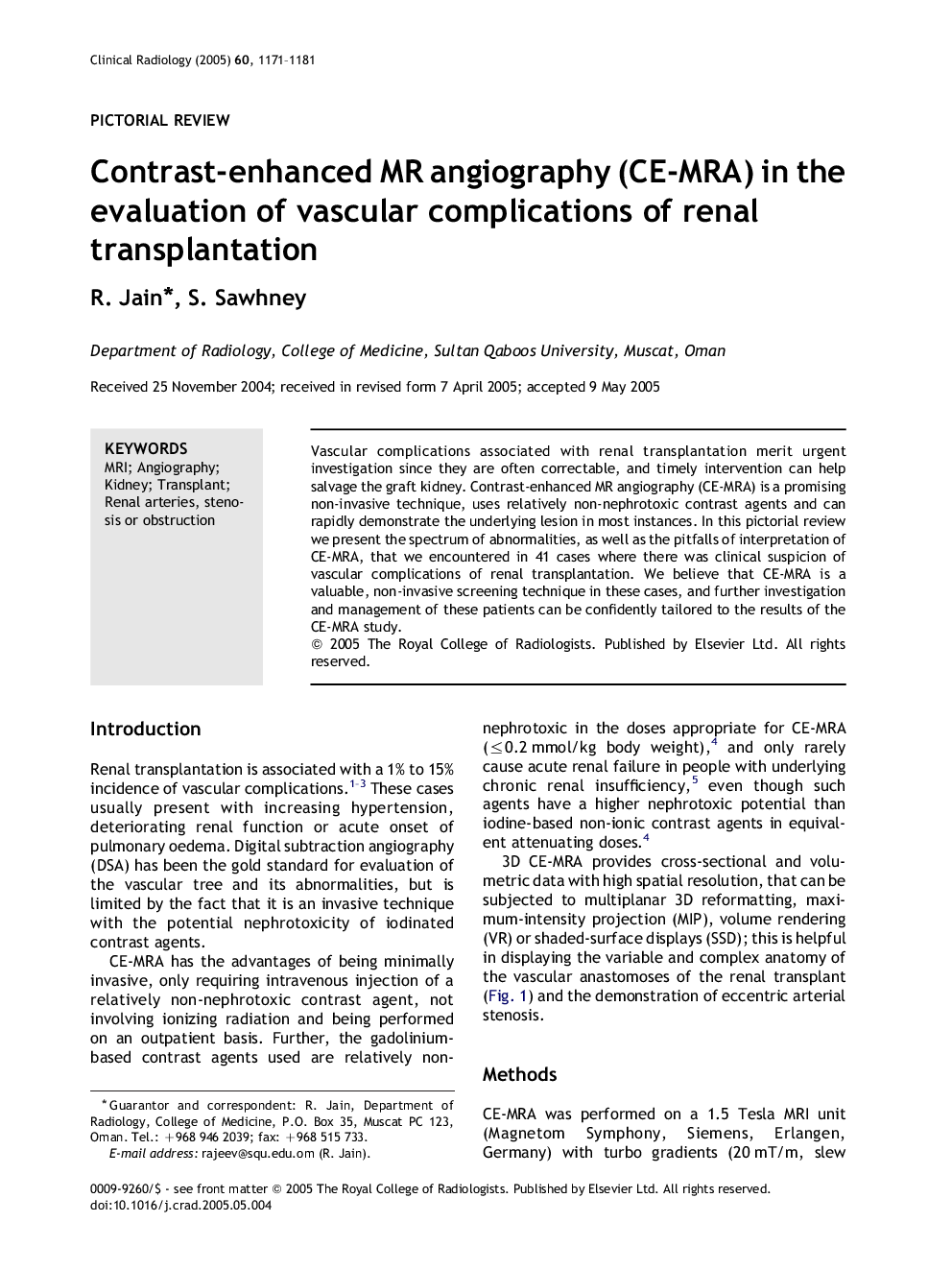 Contrast-enhanced MR angiography (CE-MRA) in the evaluation of vascular complications of renal transplantation