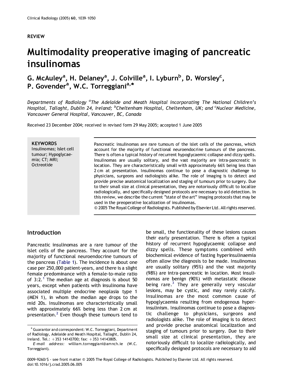 Multimodality preoperative imaging of pancreatic insulinomas