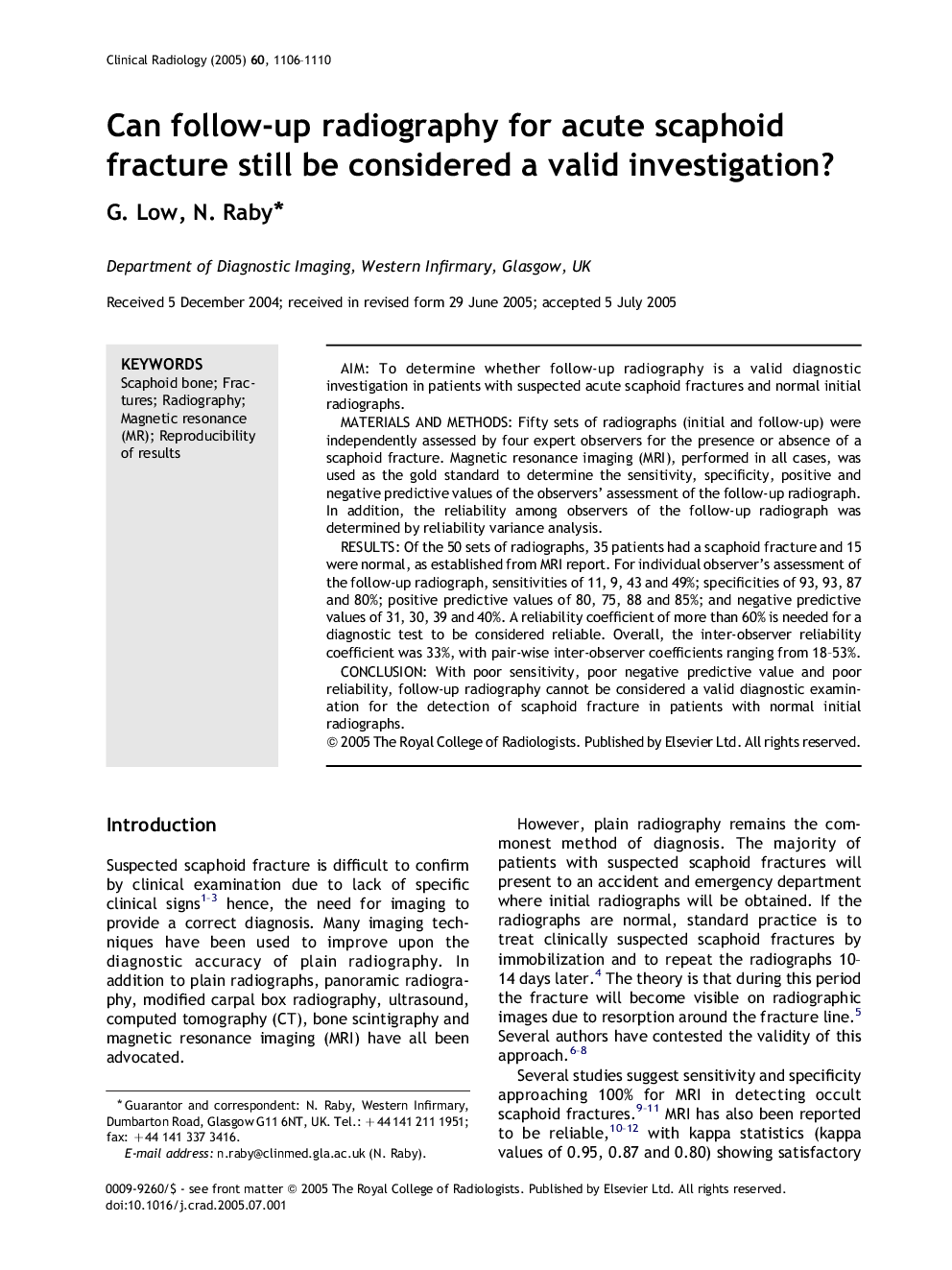 Can follow-up radiography for acute scaphoid fracture still be considered a valid investigation?