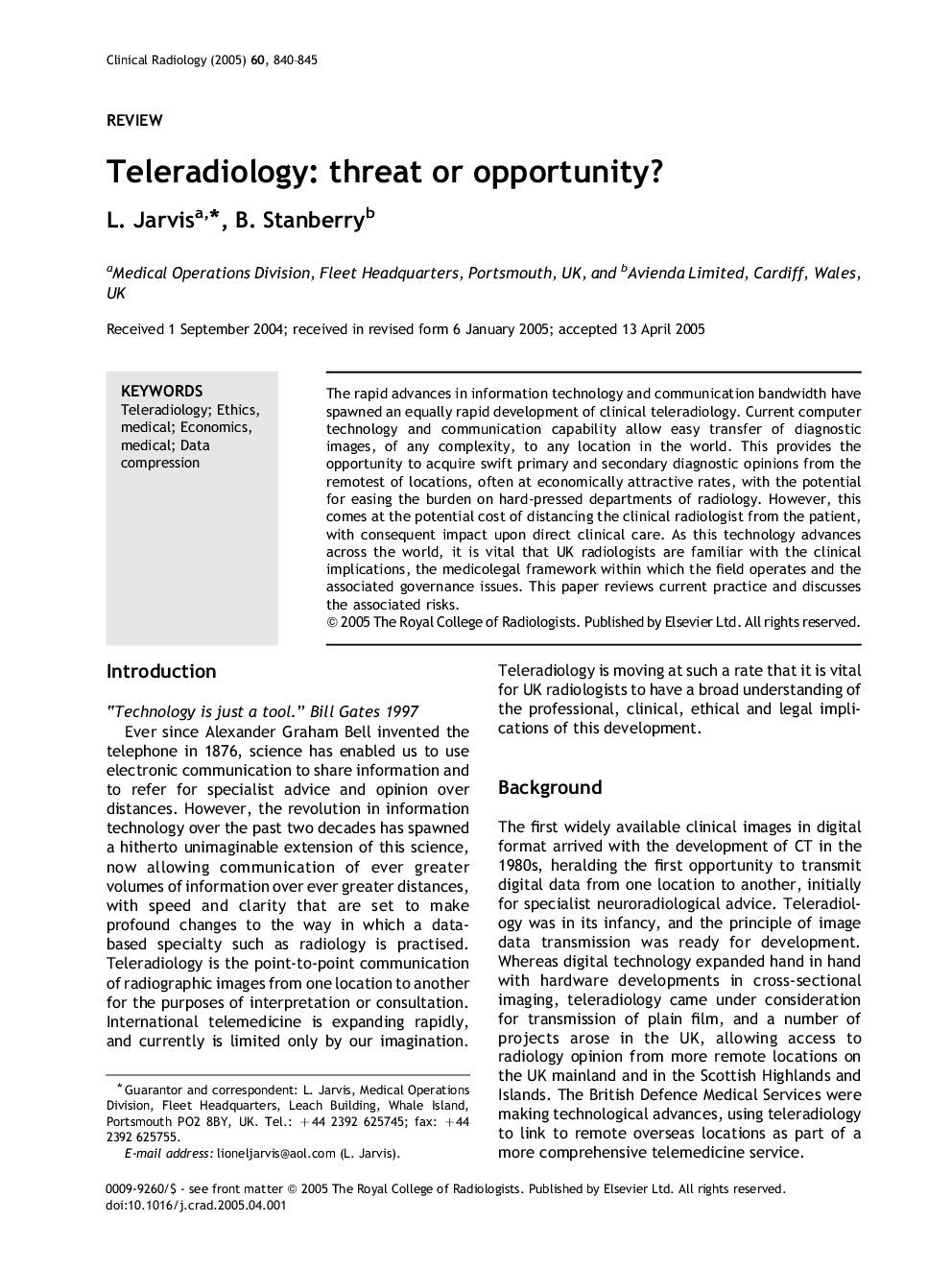 Teleradiology: threat or opportunity?