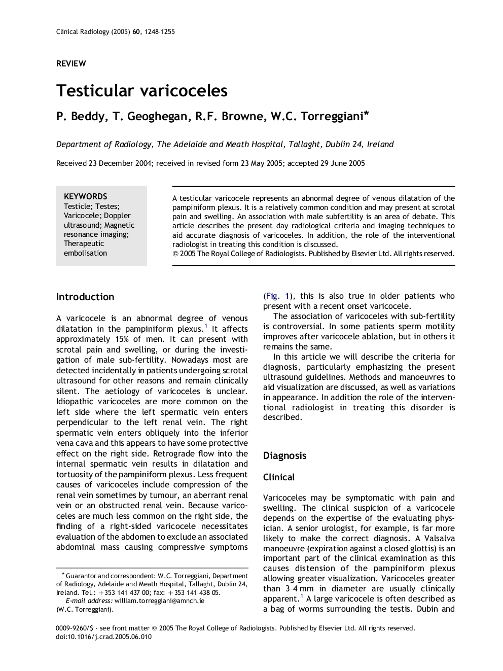 Testicular varicoceles