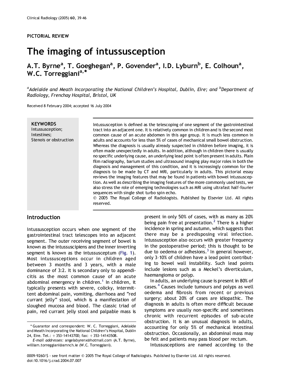 The imaging of intussusception