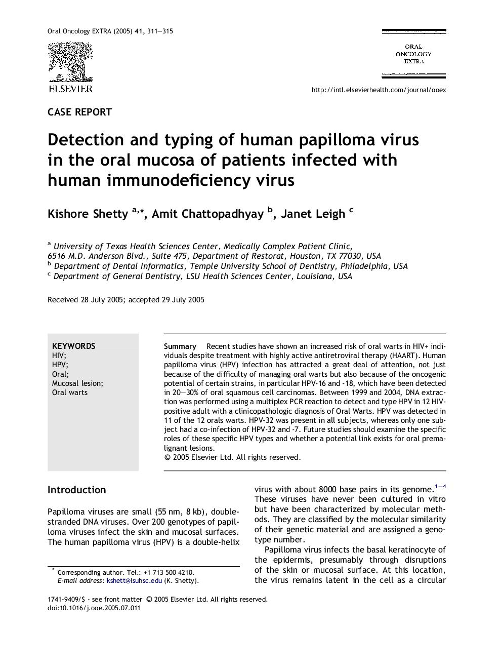 Detection and typing of human papilloma virus in the oral mucosa of patients infected with human immunodeficiency virus