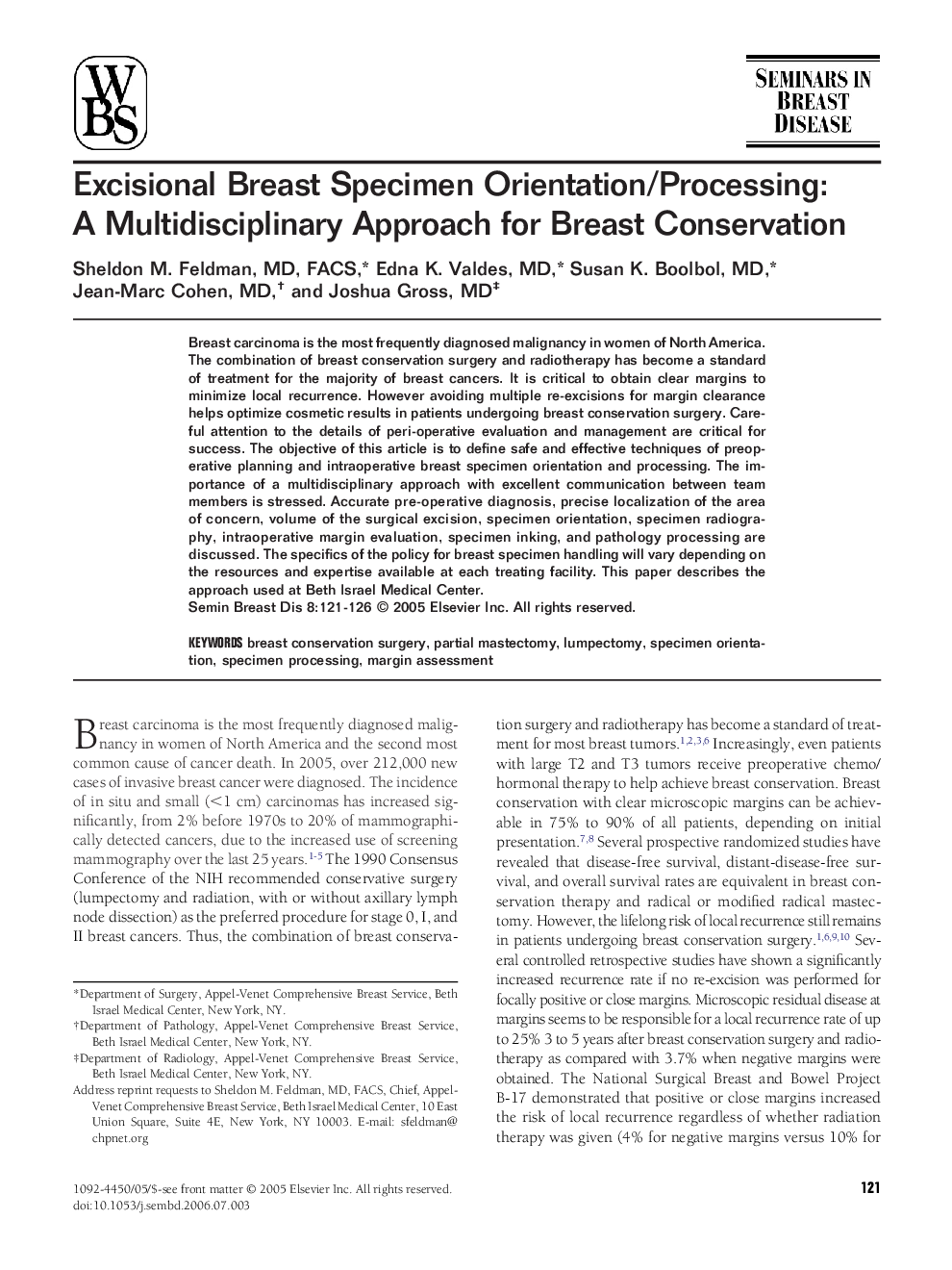 Excisional Breast Specimen Orientation/Processing: A Multidisciplinary Approach for Breast Conservation