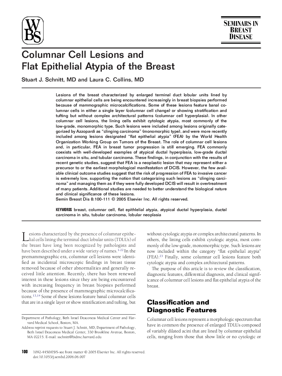 Columnar Cell Lesions and Flat Epithelial Atypia of the Breast