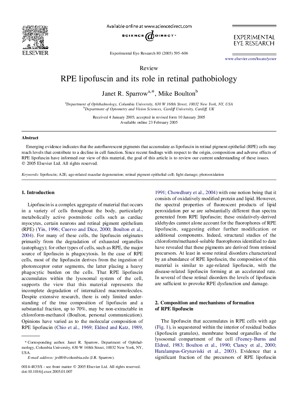 RPE lipofuscin and its role in retinal pathobiology