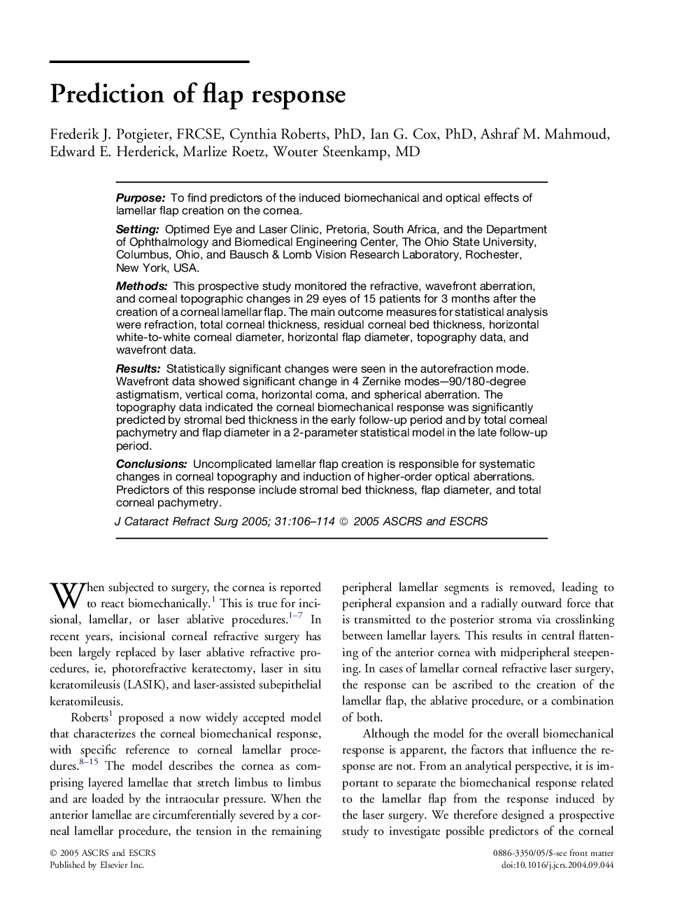 Prediction of flap response