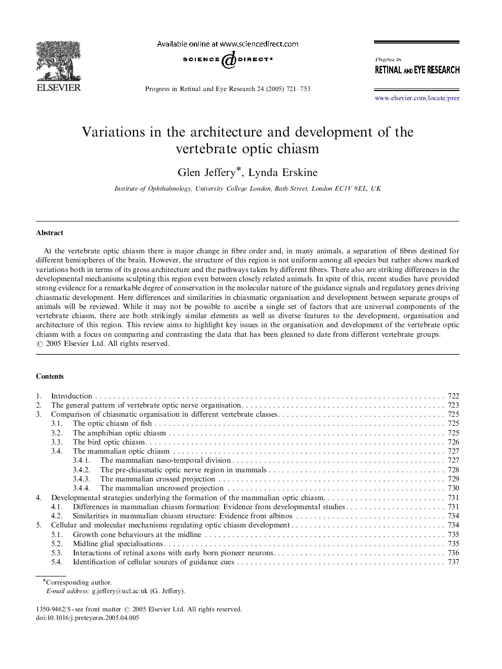 Variations in the architecture and development of the vertebrate optic chiasm