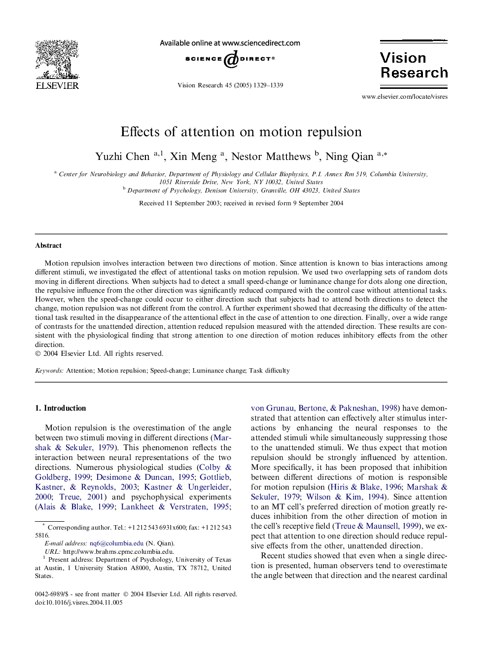 Effects of attention on motion repulsion