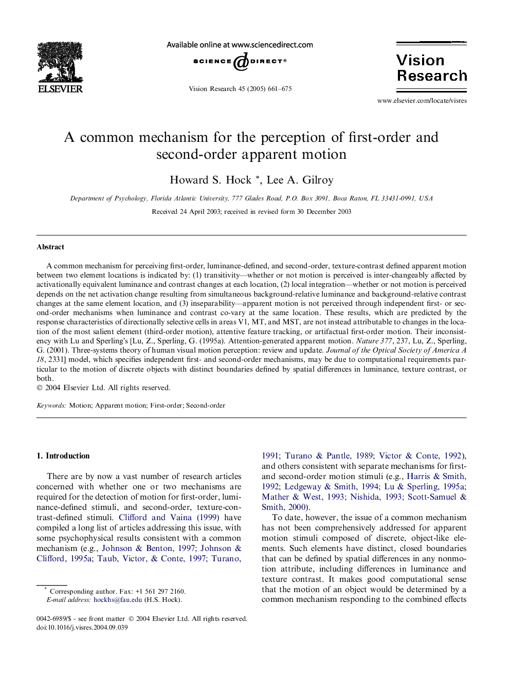 A common mechanism for the perception of first-order and second-order apparent motion