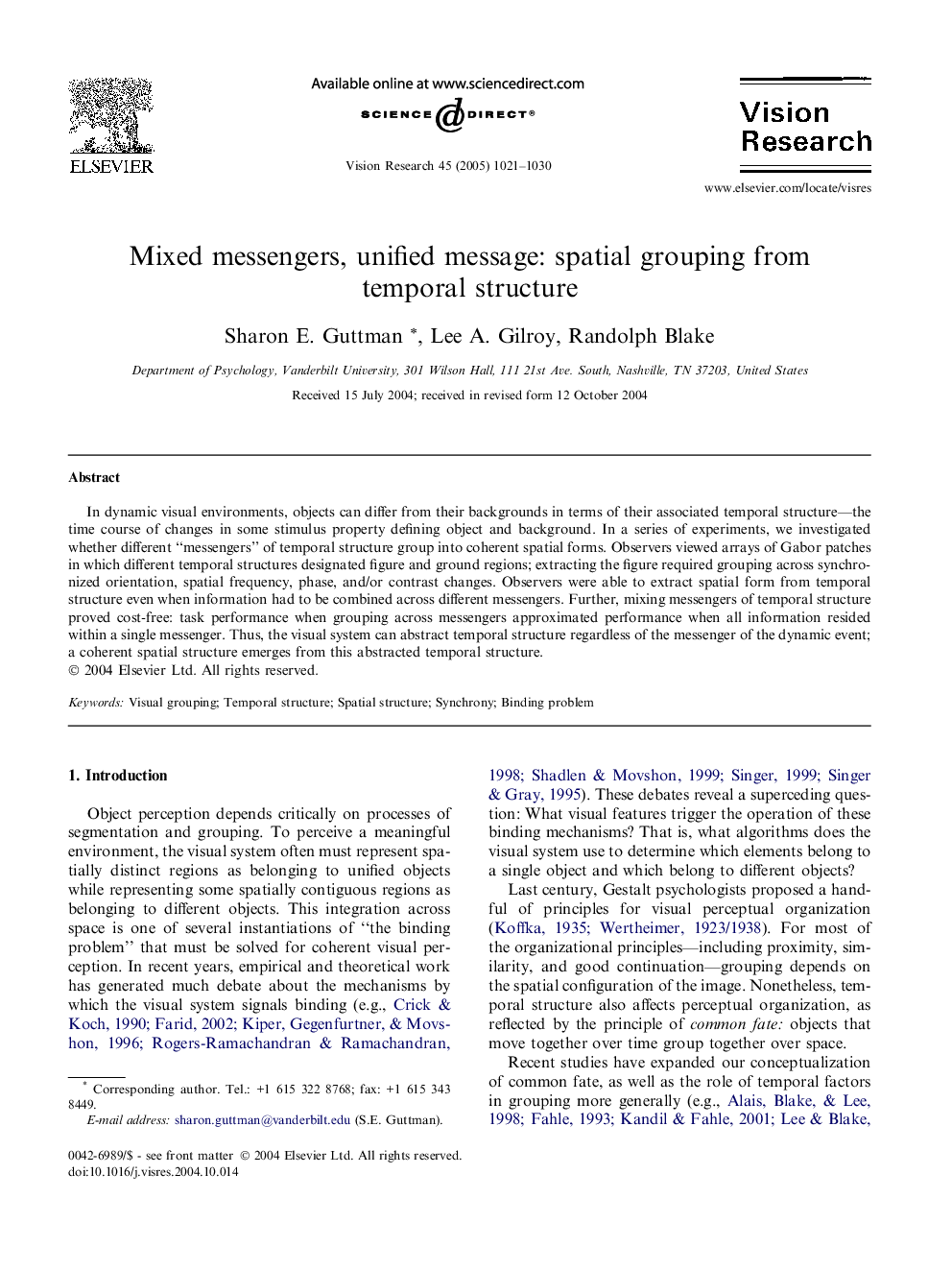 Mixed messengers, unified message: spatial grouping from temporal structure