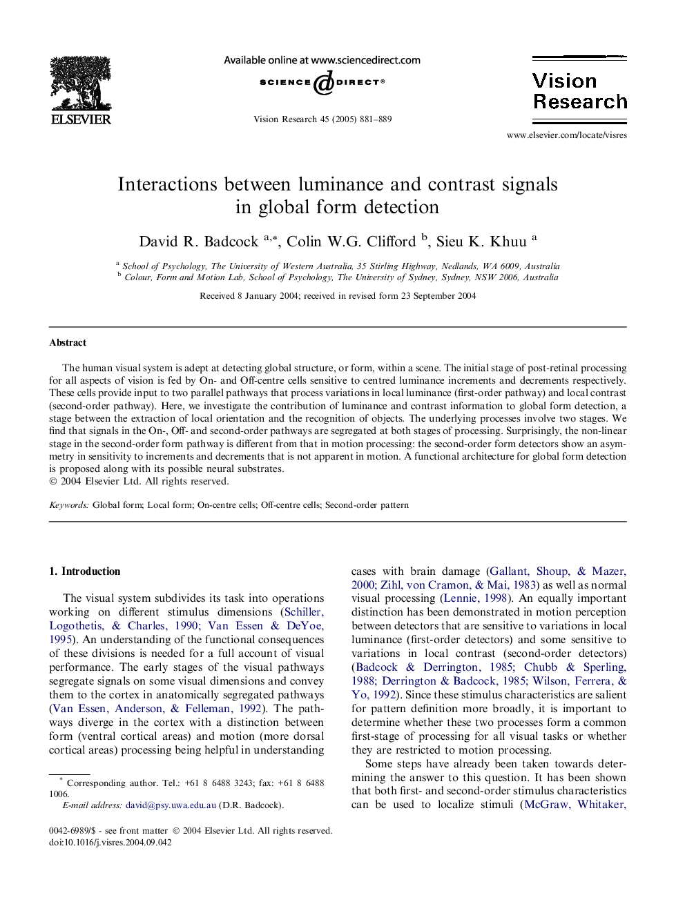 Interactions between luminance and contrast signals in global form detection