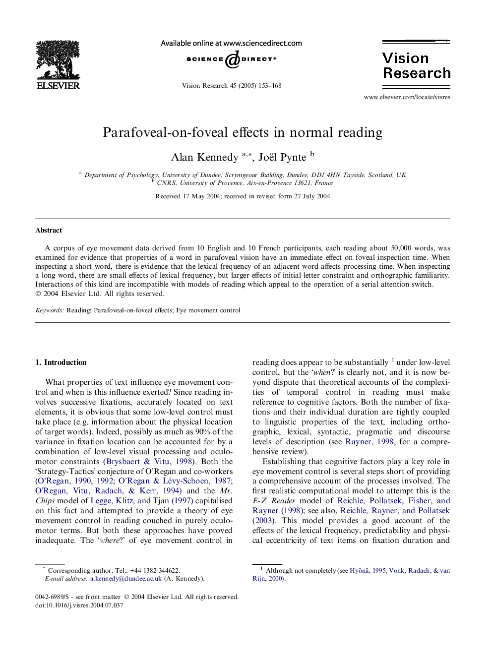 Parafoveal-on-foveal effects in normal reading