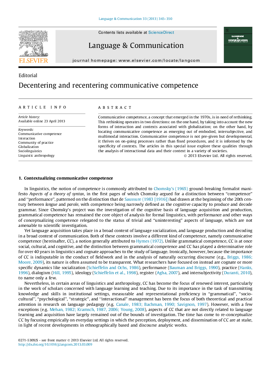 Decentering and recentering communicative competence