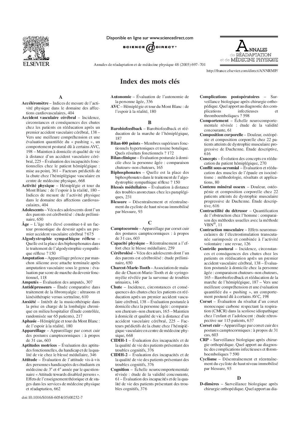 Index des mots clés
