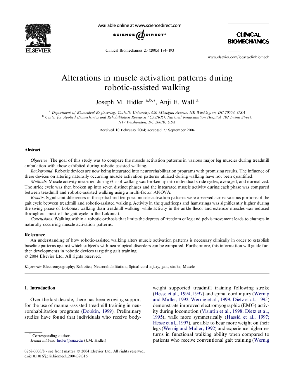 Alterations in muscle activation patterns during robotic-assisted walking