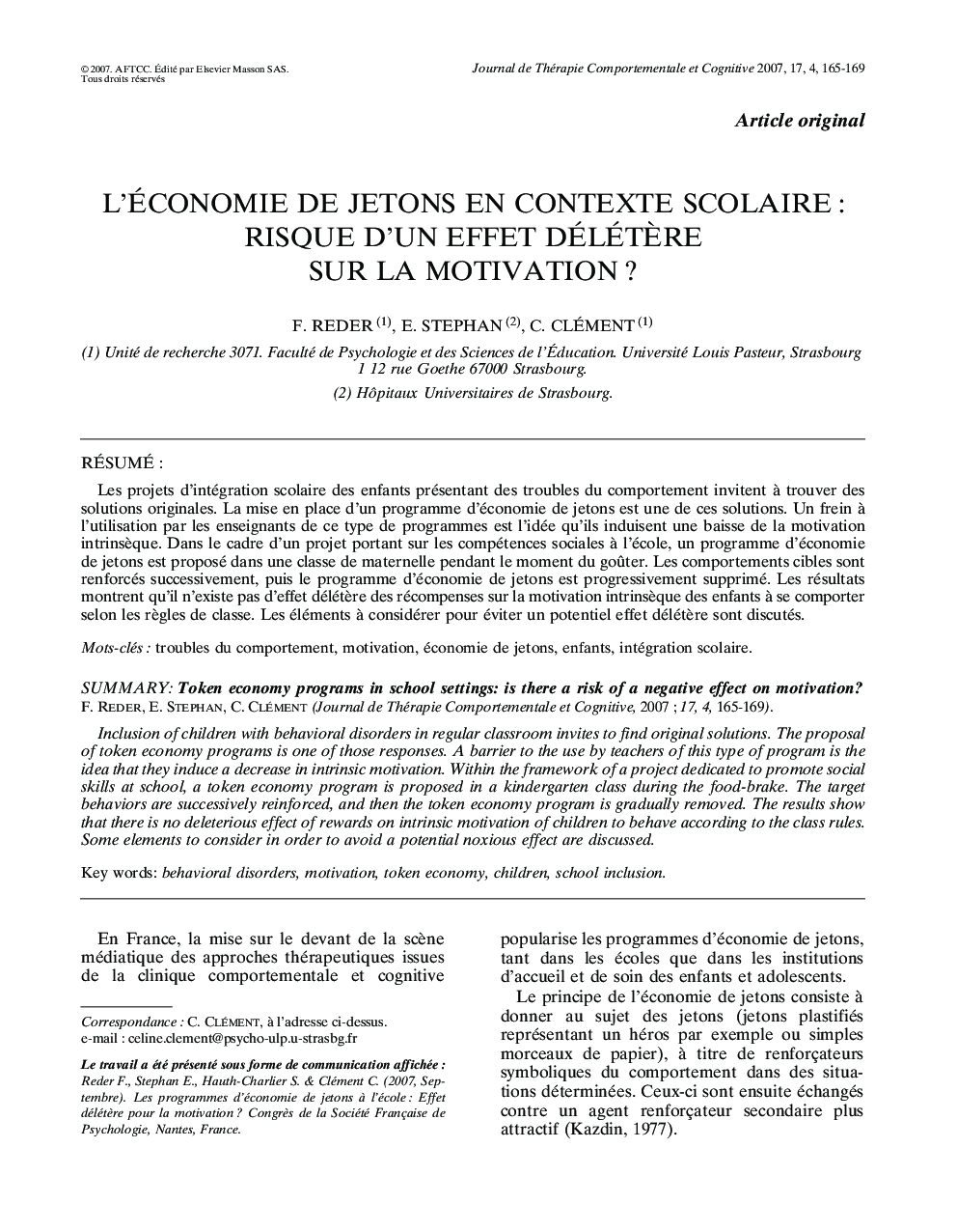 عکس صفحه اول مقاله: L'économie de jetons en contexte scolaire : risque d'un effet délétère sur la motivation ? L'économie de jetons en contexte scolaire : risque d'un effet délétère sur la motivation ?