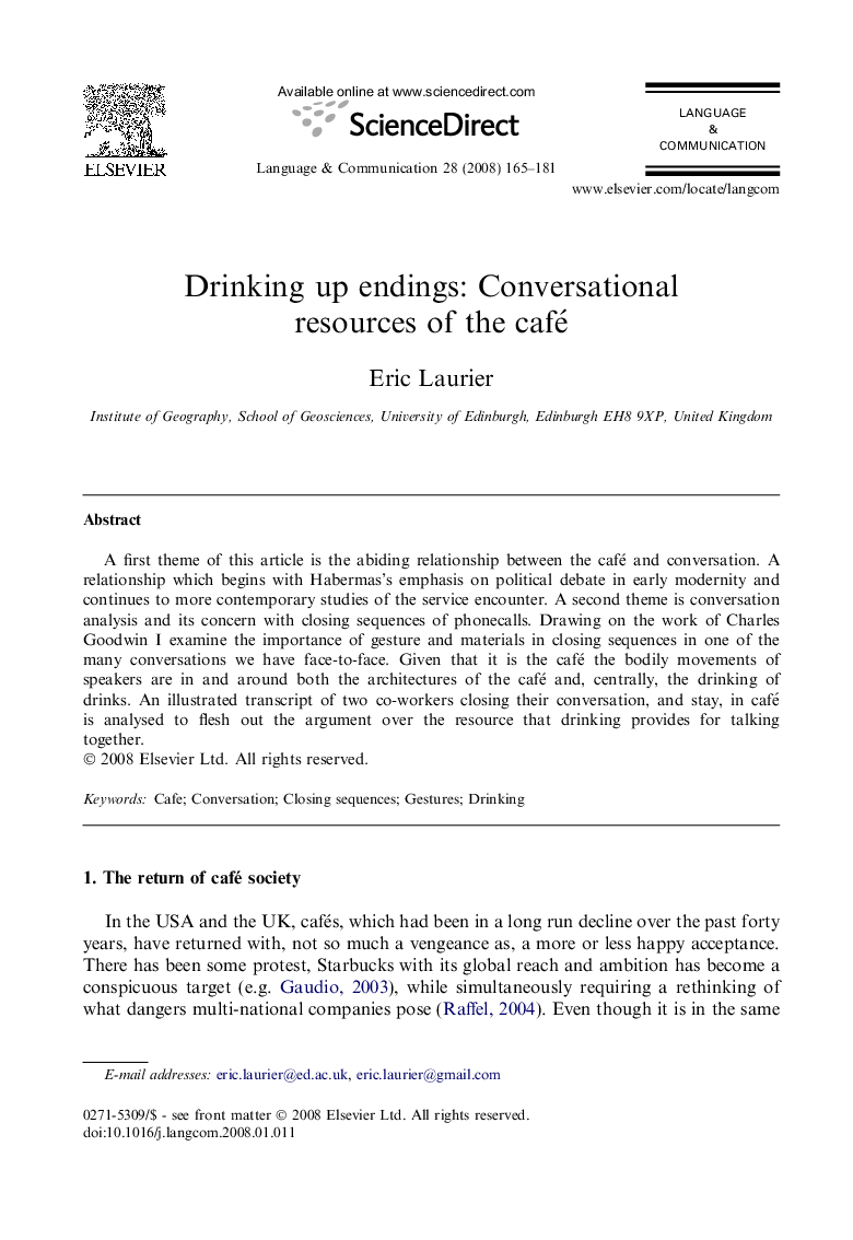 Drinking up endings: Conversational resources of the café