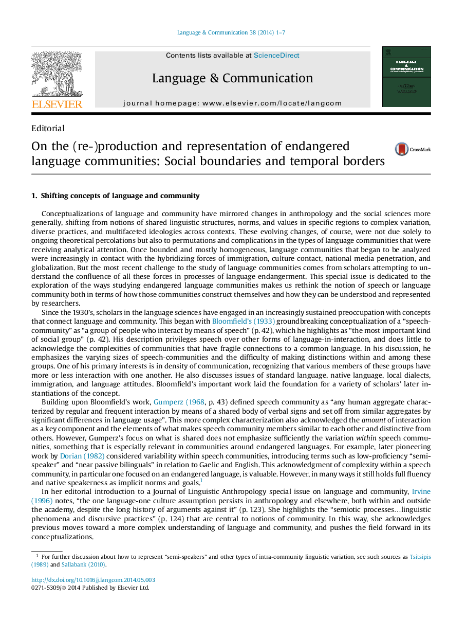 On the (re-)production and representation of endangered language communities: Social boundaries and temporal borders