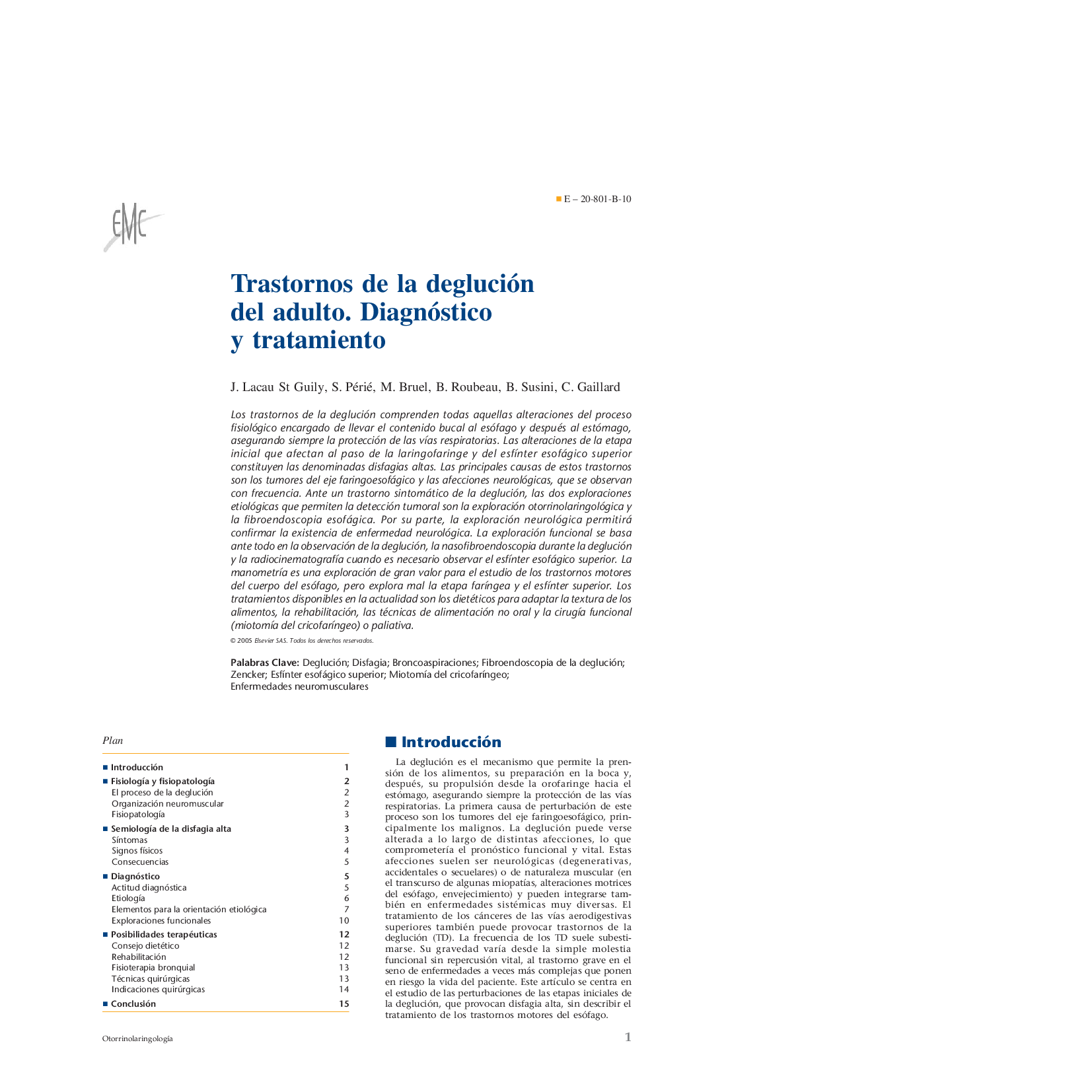 Trastornos de la deglución del adulto. Diagnóstico y tratamiento